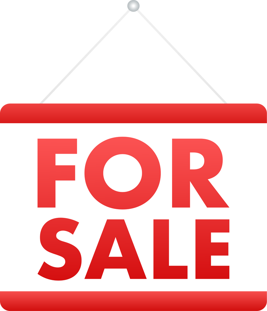 Sale tag. Home for sale sign for marketing design. Vector stock illustration.